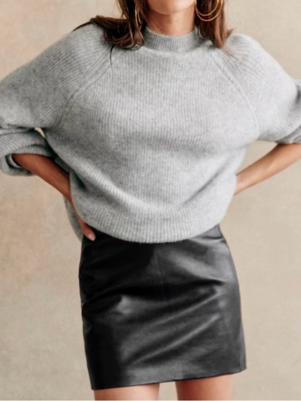 Sezane Black Harlow 100% Leather Mini Skirt - size 0